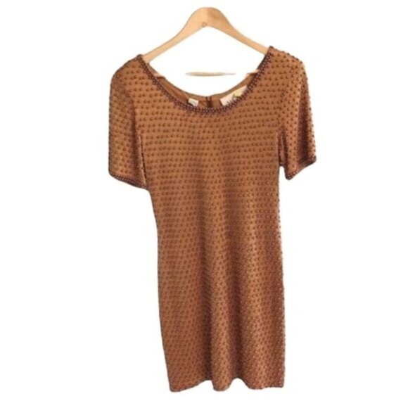 VINTAGE Bronze Beaded Dress 80’s - Picture 1 of 7